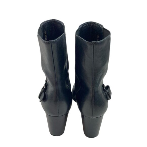*Cole Haan Boots Womens Size 5B Black Leather Ankle Heeled Quiet Luxury Academia - Picture 7 of 14